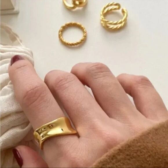 ⭐️#18 New Gold over 925 Sterling Silver Wave Ring - Picture 5 of 6